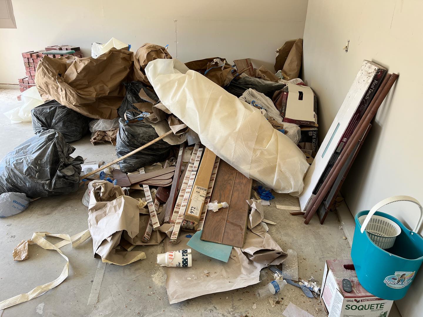 junk piled up in garage