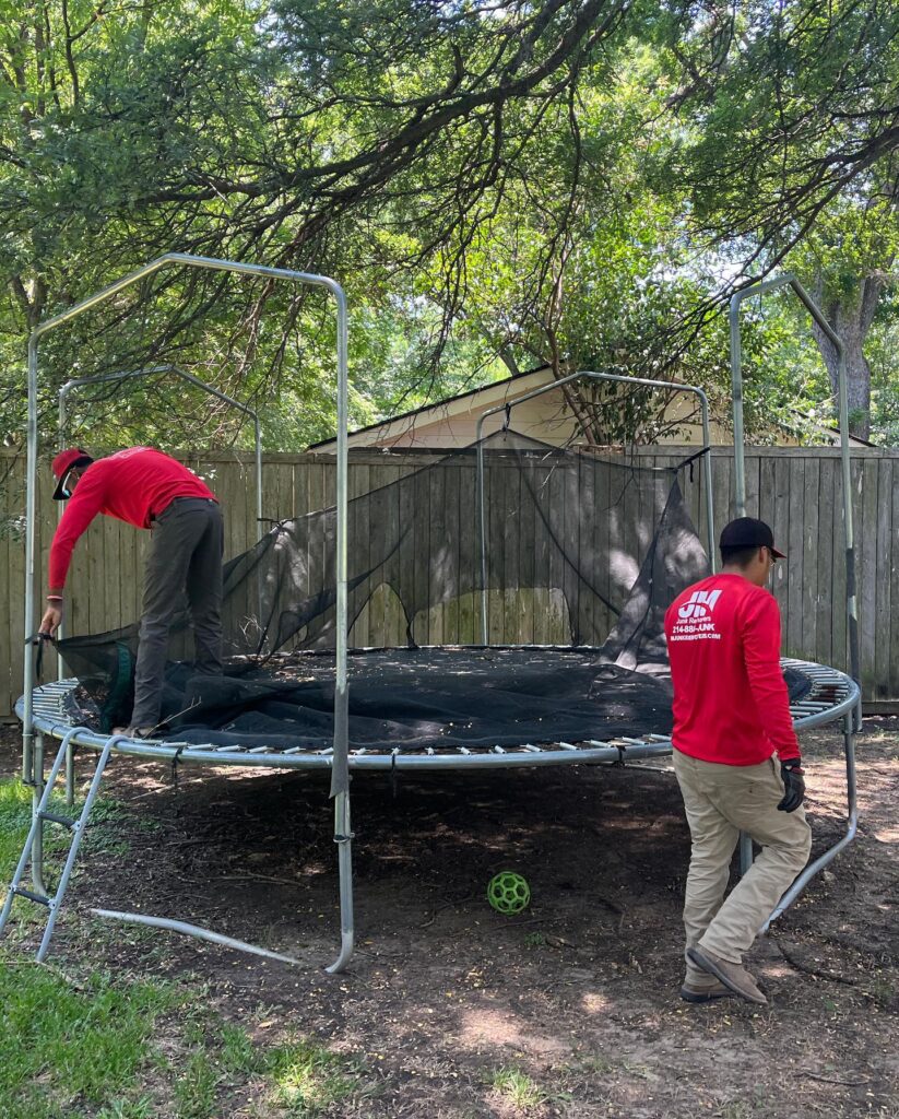 trampoline removal from backyard