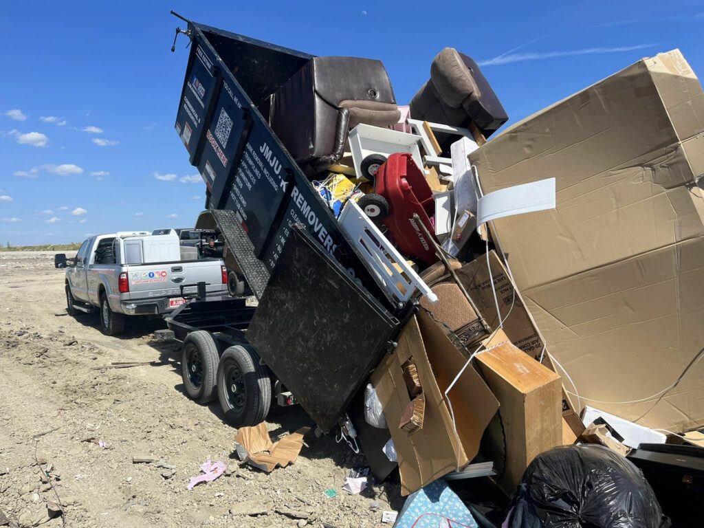 dumping the junk at the landfill