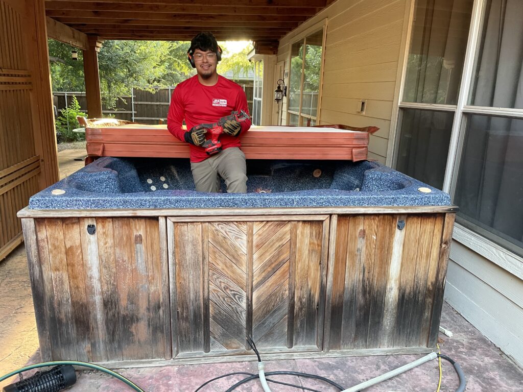 Hot tub demolition ready. 