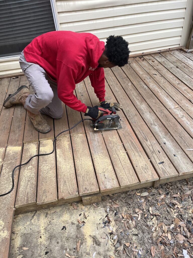 deck being removed by jm junk in northwest dallas