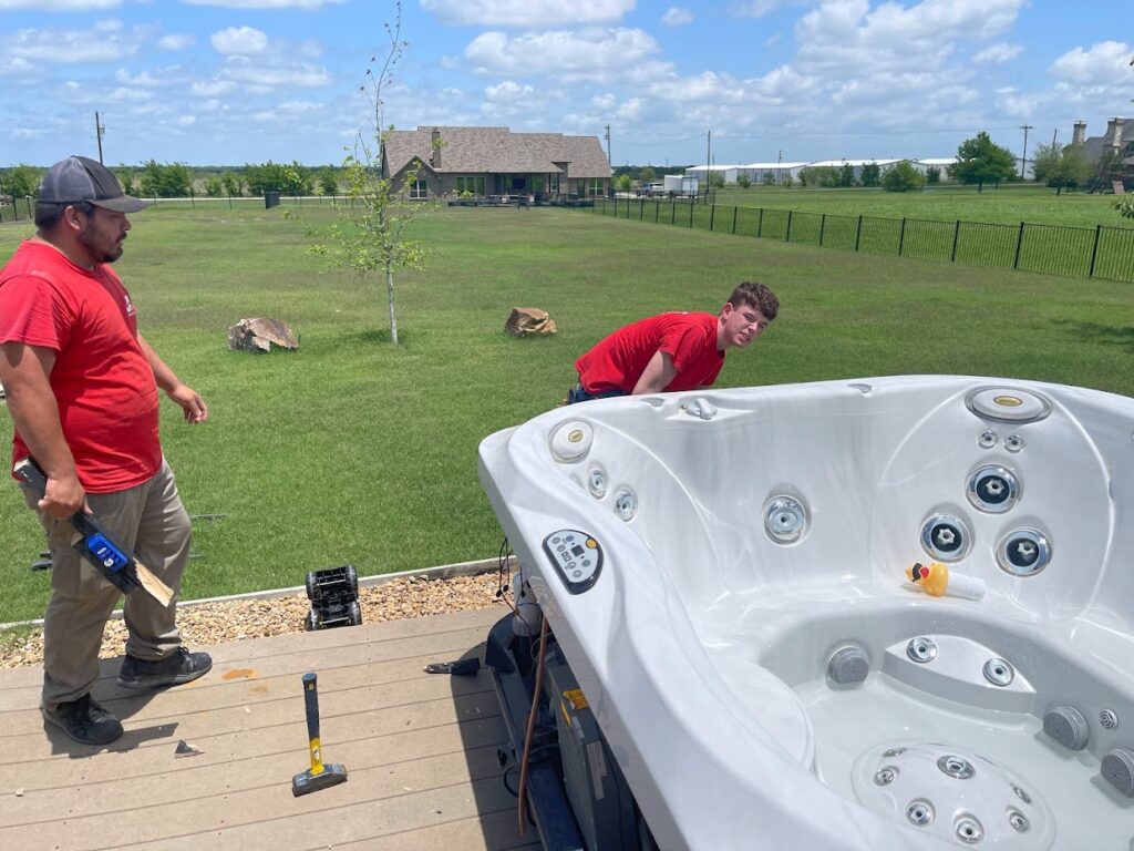 JM junk assessing hot tub in Allen tx