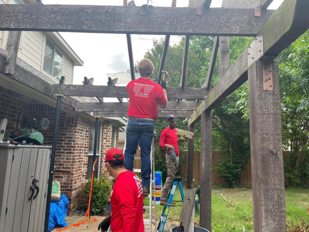 jm junk demolishing pergola in wylie tx