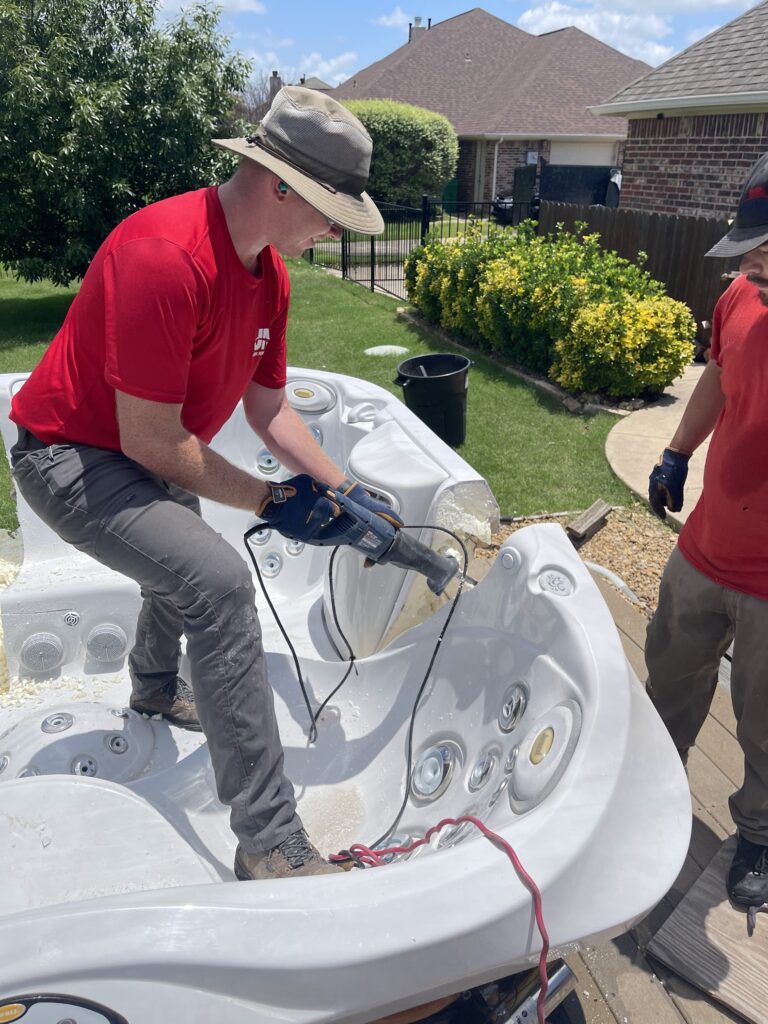 jm junk cutting walls of hot tub in rowlett tx