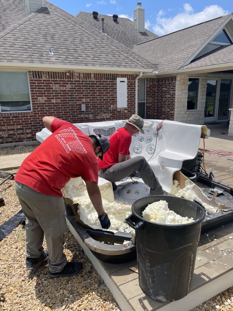 jm junk demolishing hot tub for removal in rowlett tx