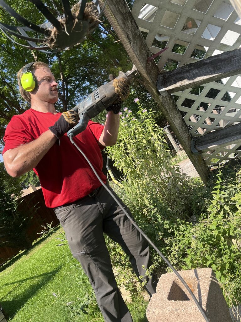 jm junk demolishing pergola in carrollton tx