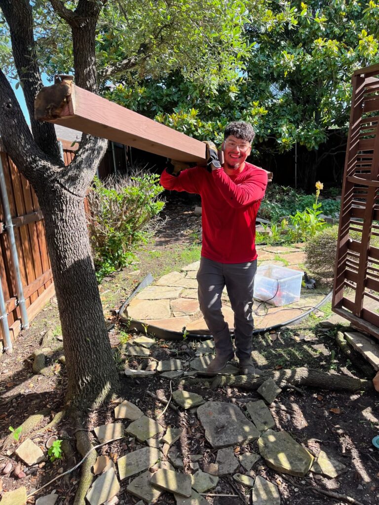 jm junk hauling off pergola debris