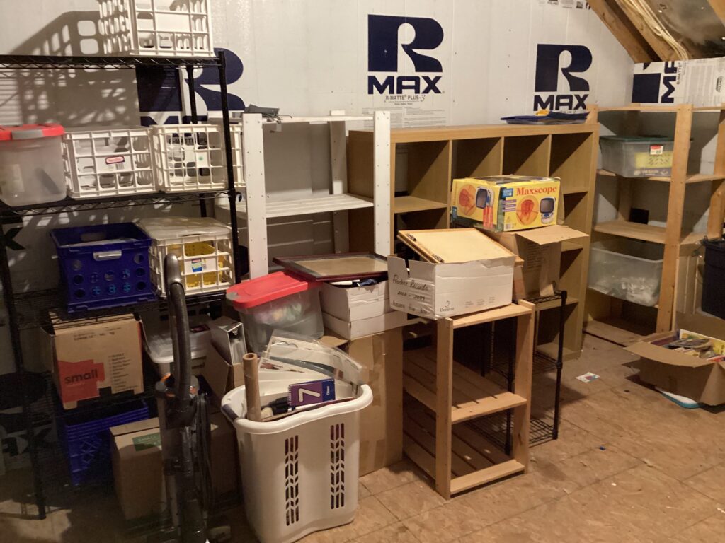 clutter in attic needing clearing