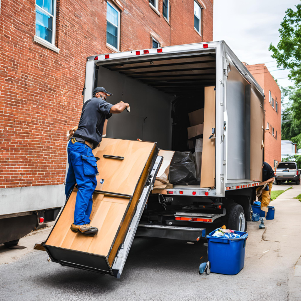 jm junk crew loading up old furniture in apartment cleanout