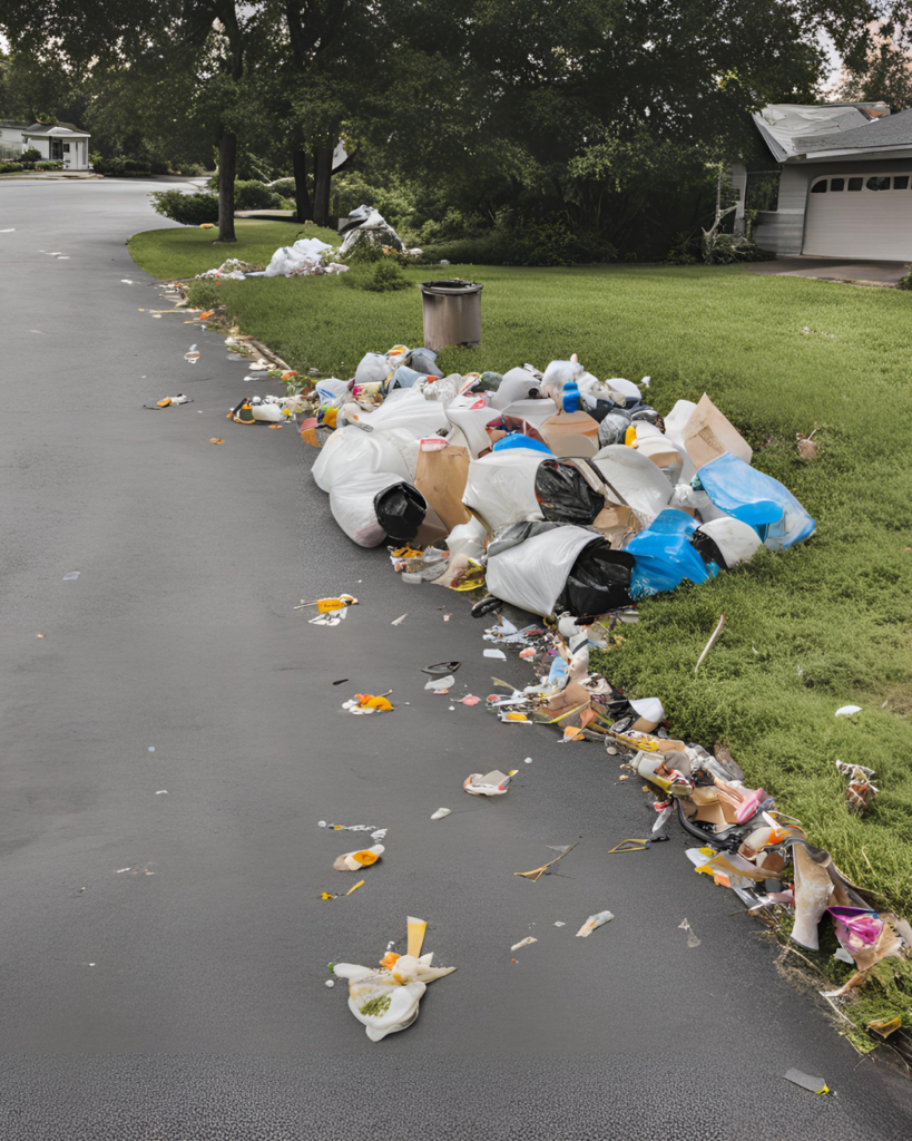 trash built up from illegal dumping