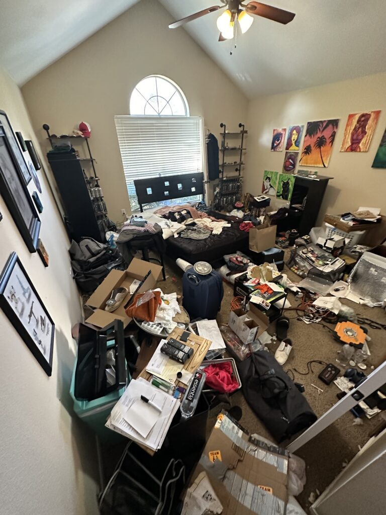 hoardered room needing hoarder cleanout services