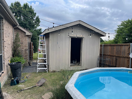 jm junk getting ready to remove backyard shed