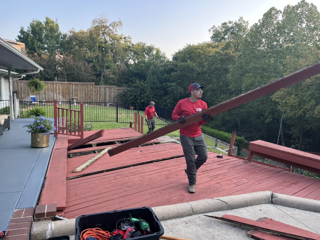 jm junk removing deck from home