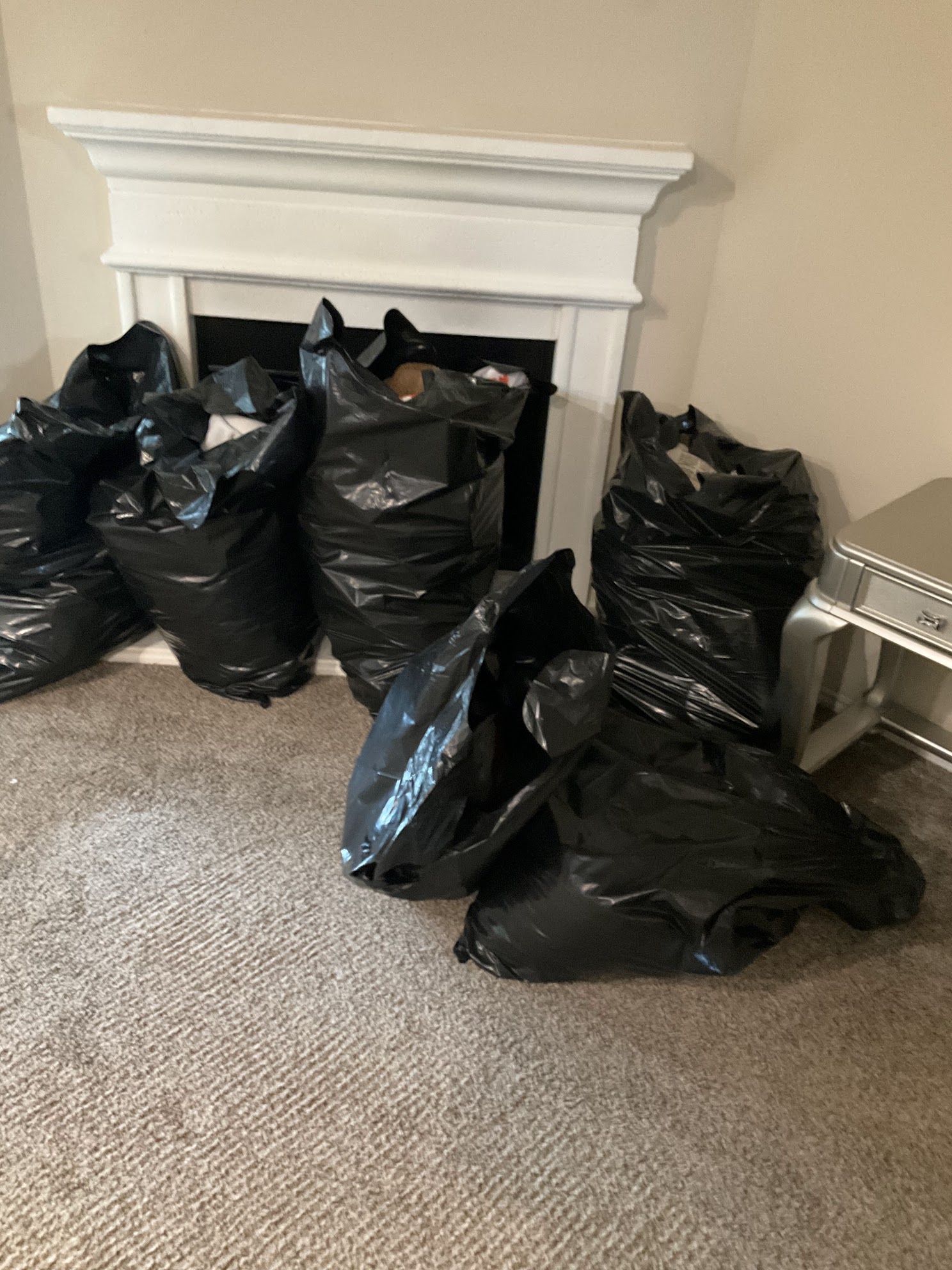 bagged up items in foreclosure cleanout