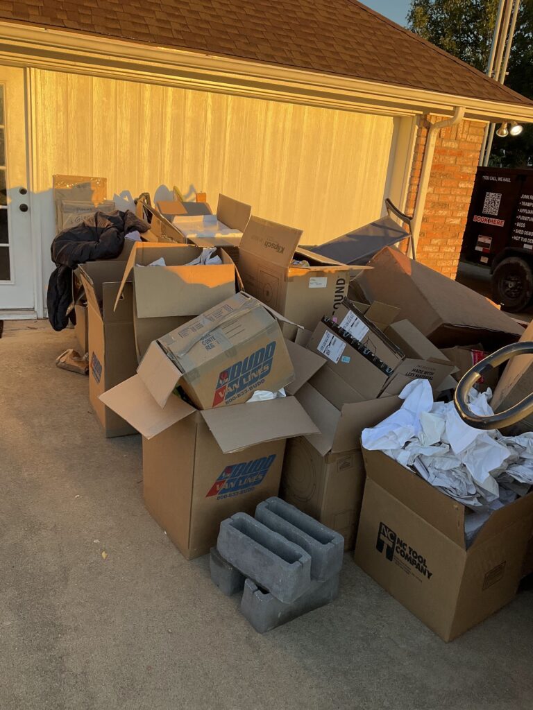 boxes piled up from foreclosure cleanout