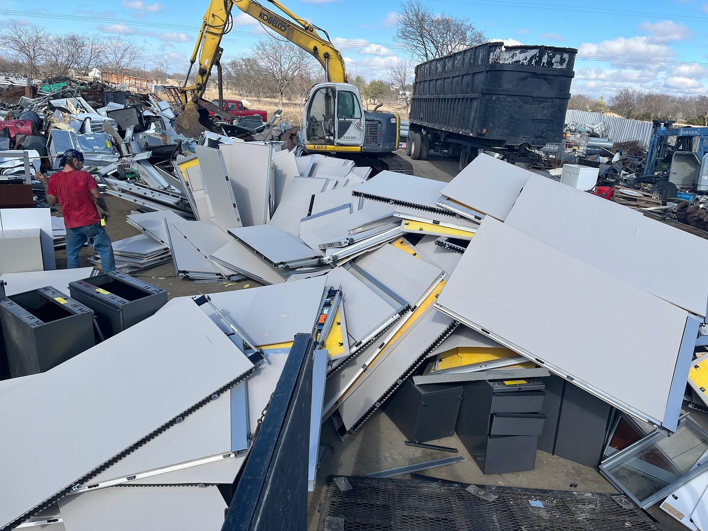 Bulk materials and debris from large commercial cleanout project.